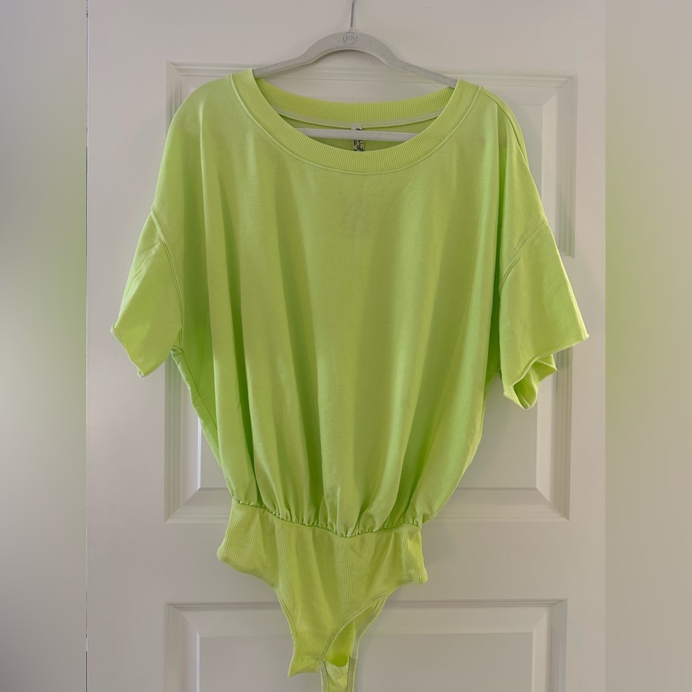 Free people sweatshirt bodysuit SZ S - neon green nwt